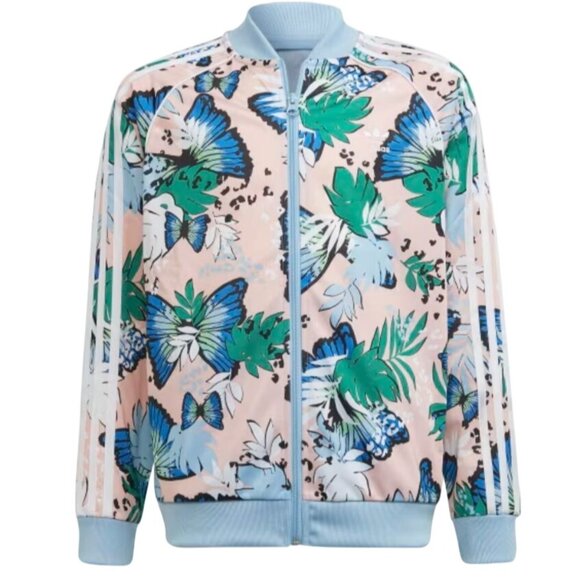adidas Jackets & Blazers - Adidas Track Jacket Size Medium HER Studio London Floral Butterfly Pink Blue